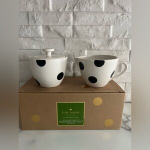 Kate Spade White and Black Polka Dot Sugar and Creamer Set